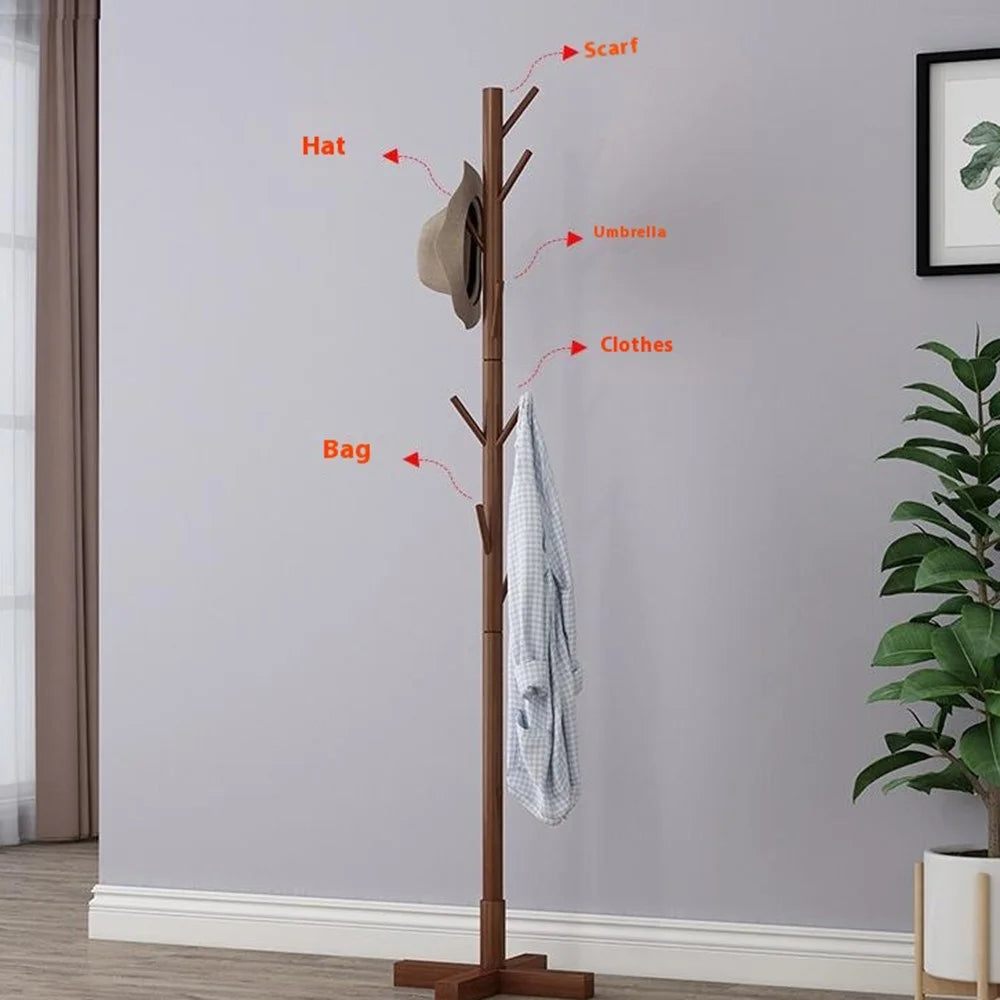 Wooden Coat Rack Freestanding Clothing Hanger Hat Organizer Rack - Cross Base / White - 7