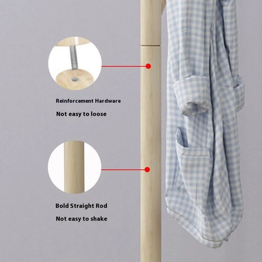Coat Rack Stand Wooden Coat Tree Shaped Hanger Stand Freestanding with Sturdy Round Base - Yellow - 2