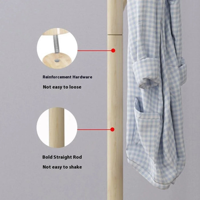 Coat Rack Stand Wooden Coat Tree Shaped Hanger Stand Freestanding with Sturdy Round Base - Yellow - 2