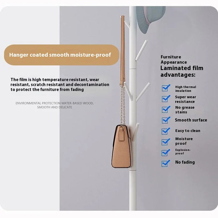 Coat Rack Stand Wooden Coat Tree Shaped Hanger Stand Freestanding with Sturdy Round Base - Yellow - 4
