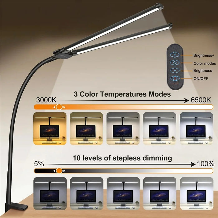 PULUZ PU498B Gooseneck Fill Light Double Head Dimmable Clip-On Desk Lamp - 3