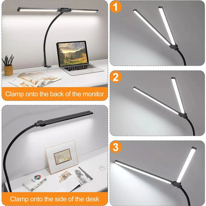 PULUZ PU498B Gooseneck Fill Light Double Head Dimmable Clip-On Desk Lamp - 5