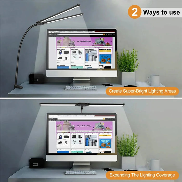 PULUZ PU498B Gooseneck Fill Light Double Head Dimmable Clip-On Desk Lamp - 6