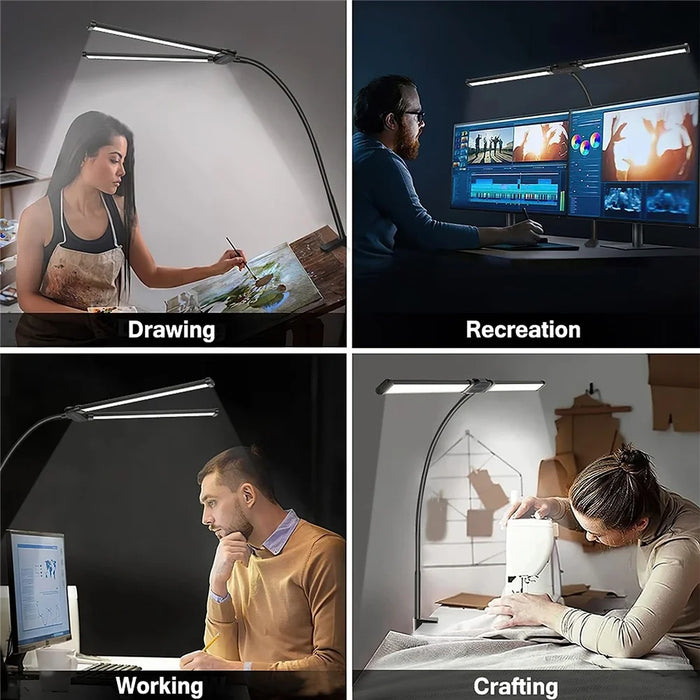 PULUZ PU498B Gooseneck Fill Light Double Head Dimmable Clip-On Desk Lamp - 7
