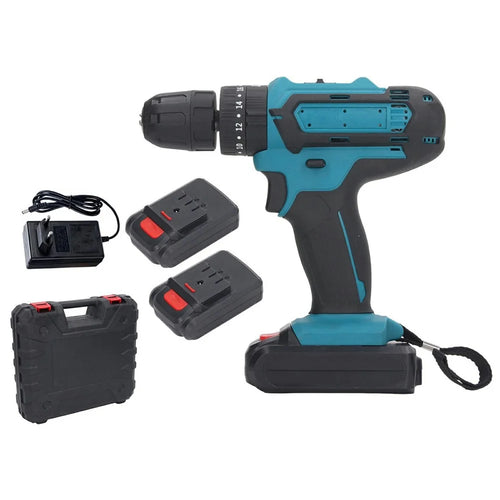 21V Cordless Drill with 2 Batteries, Handheld Electric Screwdriver Drill Set for Home Garden - 1