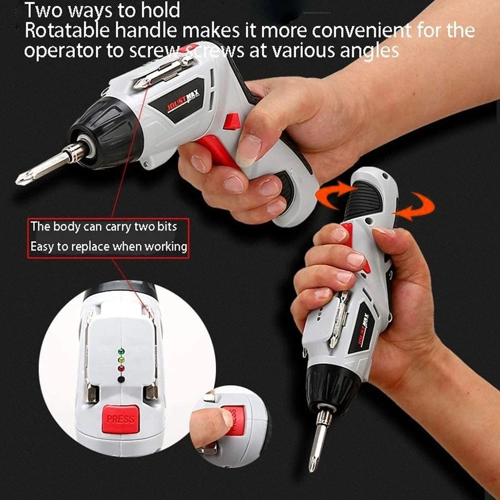 JOUST 4.2V Multifunction Electric Screwdriver Set Home Electric Drill Screwdriver Tool Set, USB Cable Charging - 3