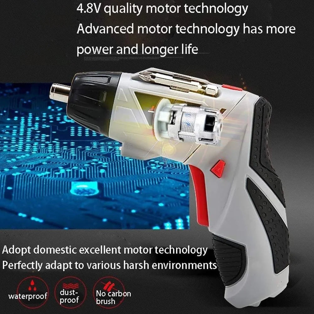 JOUST 4.2V Multifunction Electric Screwdriver Set Home Electric Drill Screwdriver Tool Set, USB Cable Charging - 5