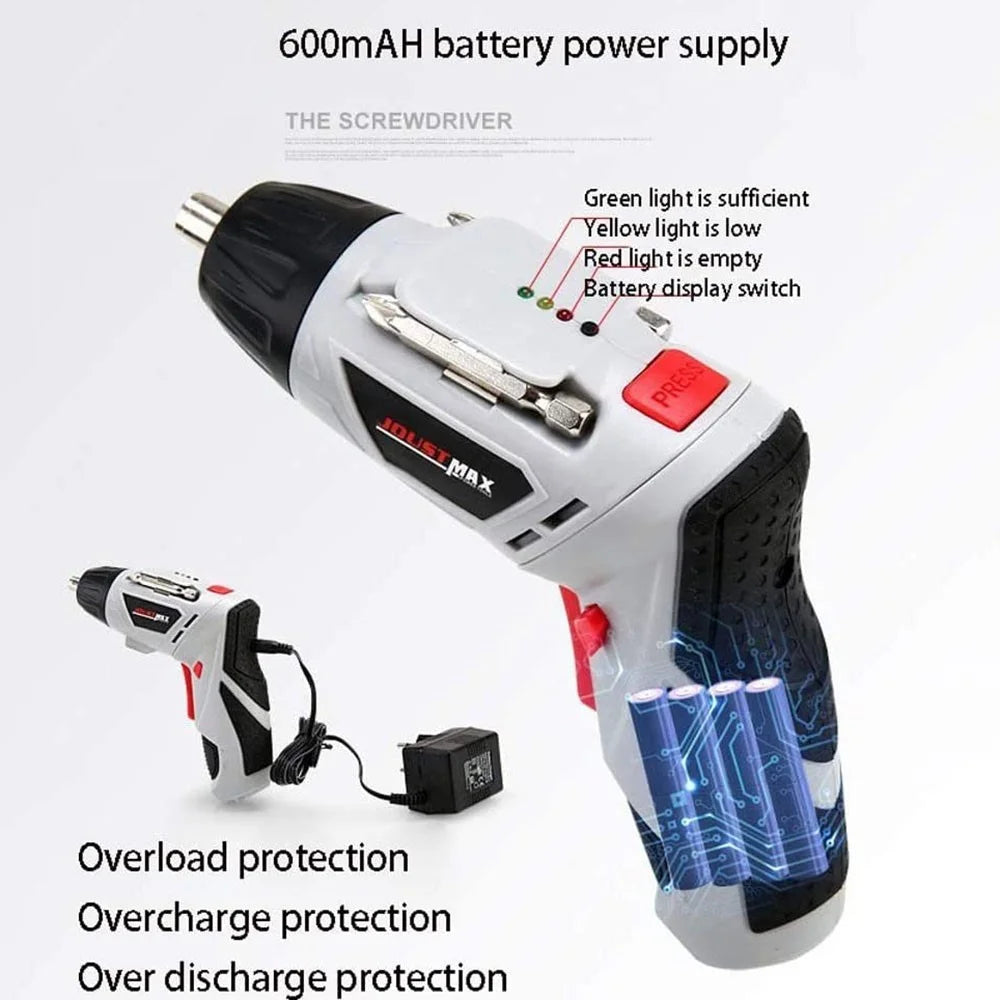 JOUST 4.2V Multifunction Electric Screwdriver Set Home Electric Drill Screwdriver Tool Set, USB Cable Charging - 6
