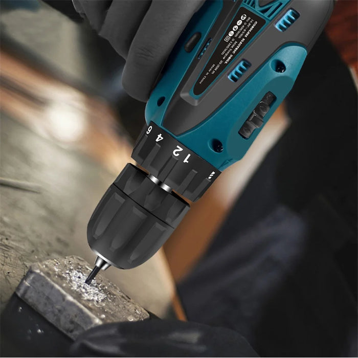 HILDA Cordless Electric Drill Screwdriver Rechargeable 12V Mini Drill Electric Screwdriver Tool, EU Plug - Blue - 6