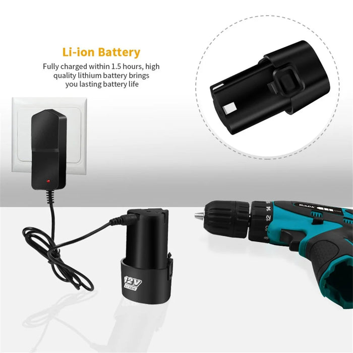 HILDA Cordless Electric Drill Screwdriver Rechargeable 16.8V Mini Drill Electric Screwdriver Tool, EU Plug - 5