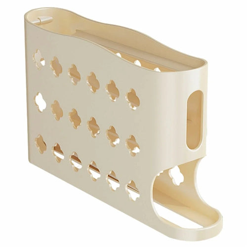 Auto Rolling Egg Holder Refrigerator Door Kitchen 4-Layer 30 Eggs PP Storage Box (BPA-Free, No FDA) - Cream Color - 1