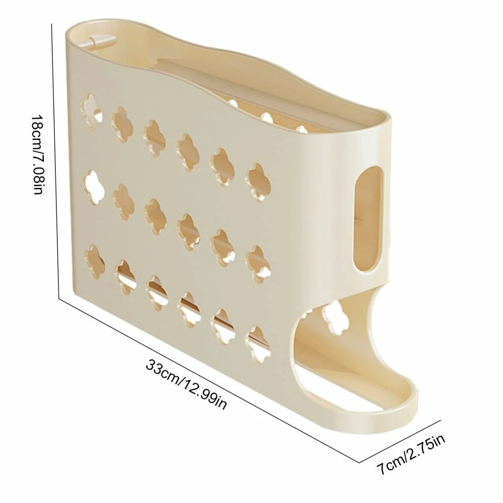 Auto Rolling Egg Holder Refrigerator Door Kitchen 4-Layer 30 Eggs PP Storage Box (BPA-Free, No FDA) - Cream Color - 6