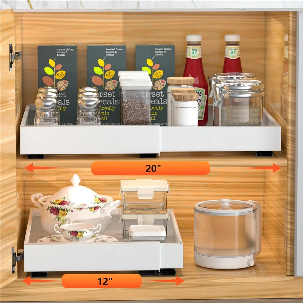 Expandable Sliding Cabinet Organizer Rack Kitchen Under The Sink Pull-Out Tray - 3
