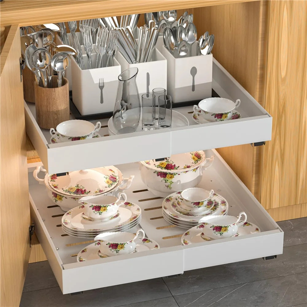 Expandable Sliding Cabinet Organizer Rack Kitchen Under The Sink Pull-Out Tray - 4