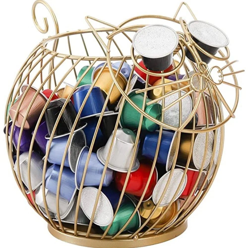 Cartoon Cat Coffee Capsule Holder Iron Hollow Display Rack Snacks Candy Metal Storage Basket, Size S - 3
