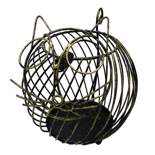 Cartoon Cat Coffee Capsule Holder Hollow Iron Rack Snacks Candy Metal Storage Basket, Size L / Black - 1