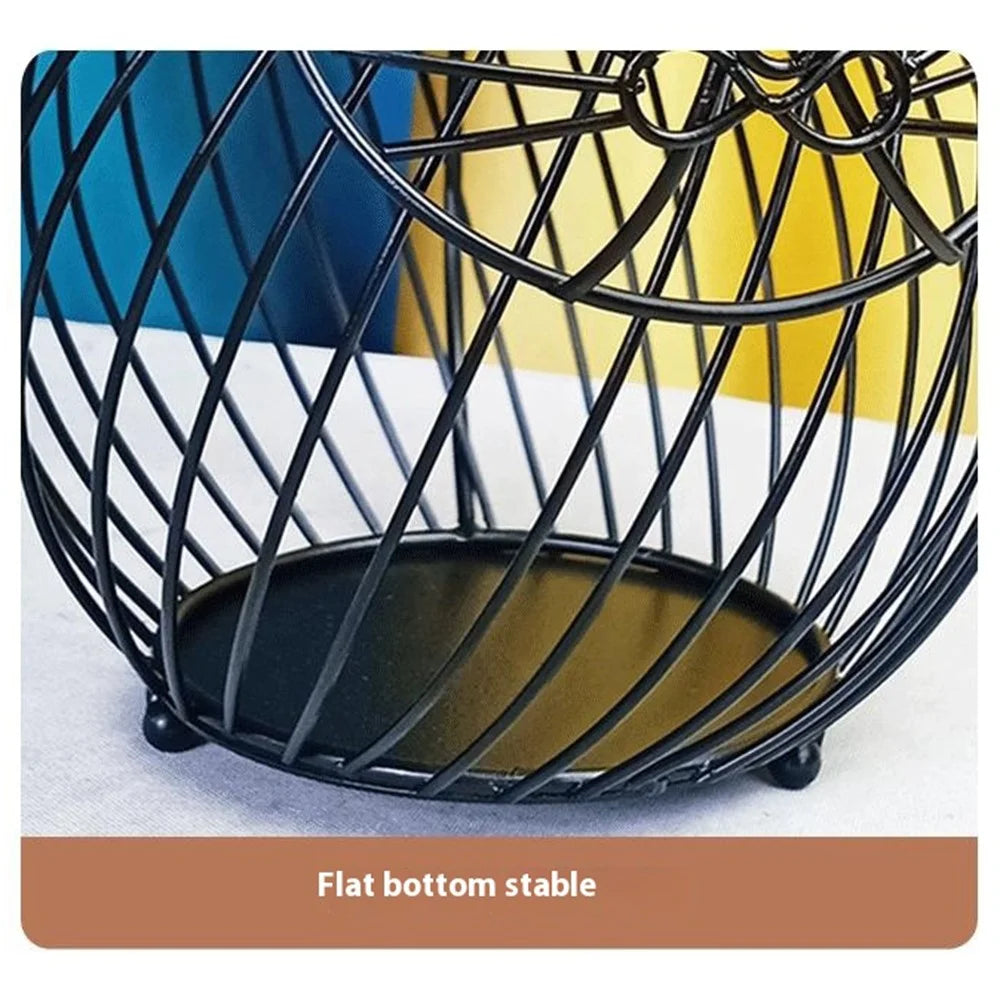 Cartoon Cat Coffee Capsule Holder Hollow Iron Rack Snacks Candy Metal Storage Basket, Size L / Black - 5