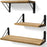 3Pcs / Set Storage Shelf Wood Board Iron Bracket Wall Mounted Home Organizer Shelves - Wood Color - 1