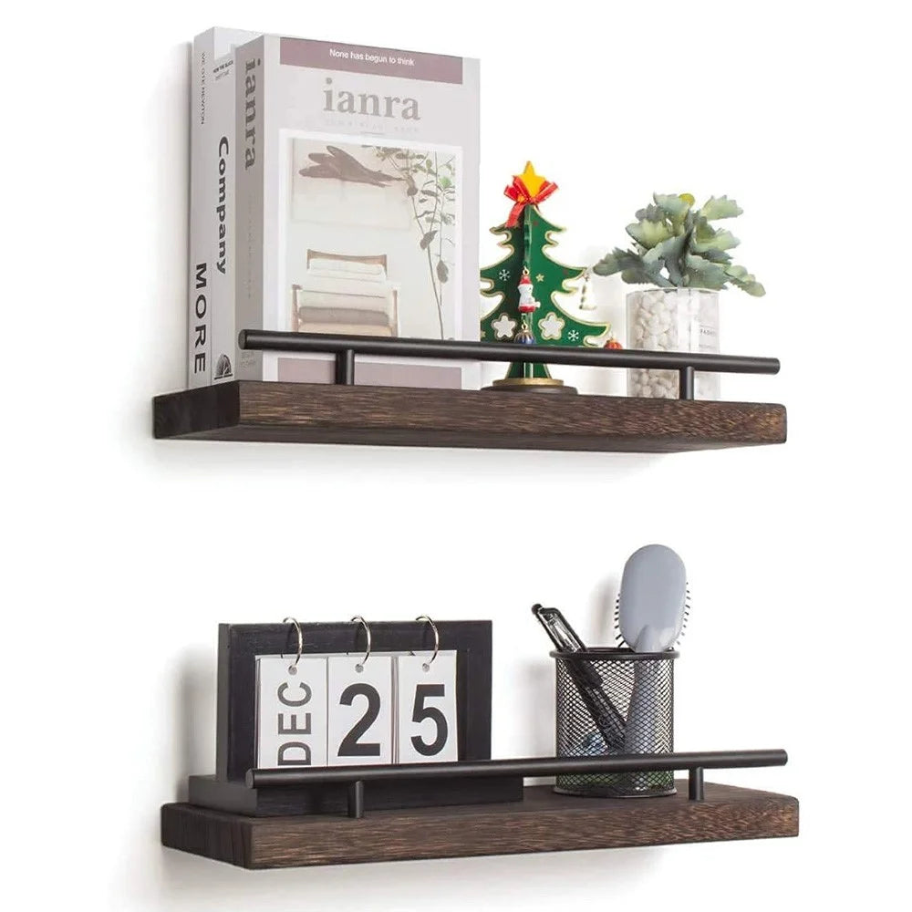 2Pcs Storage Shelf Wood Board Wall Mounted Home Organizer Shelves - 1