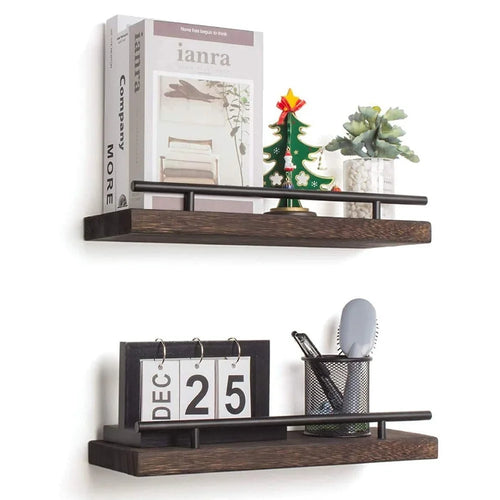 2Pcs Storage Shelf Wood Board Wall Mounted Home Organizer Shelves - 1