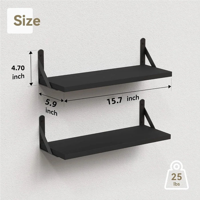 2Pcs Storage Shelf Wood Board Wall Mounted Living Room Home Organizer Rack - Brown - 6
