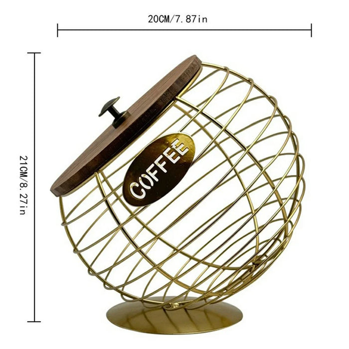 Fruit Basket Iron Art Coffee Capsule Snacks Storage Oblique Basket with Lid, Gold / COFFEE Letter - 6