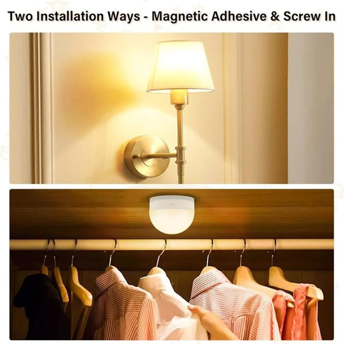 LED Rechargeable Bulb Detachable Base Magnetic Emergency Light - 3 Light Color+RGB - 4