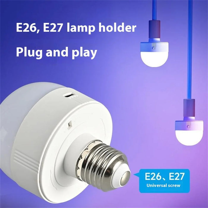 LED Rechargeable Bulb Detachable Base Magnetic Emergency Light - 3 Light Color+RGB - 5