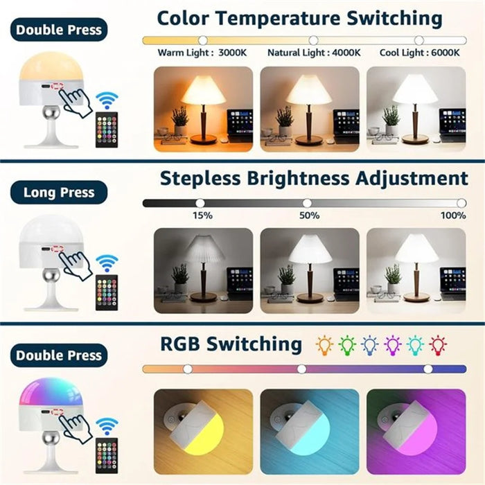 Magnetic E27 Colorful LED Rechargeable Night Light Remote Control Timing Dimming Light Bulb - 4