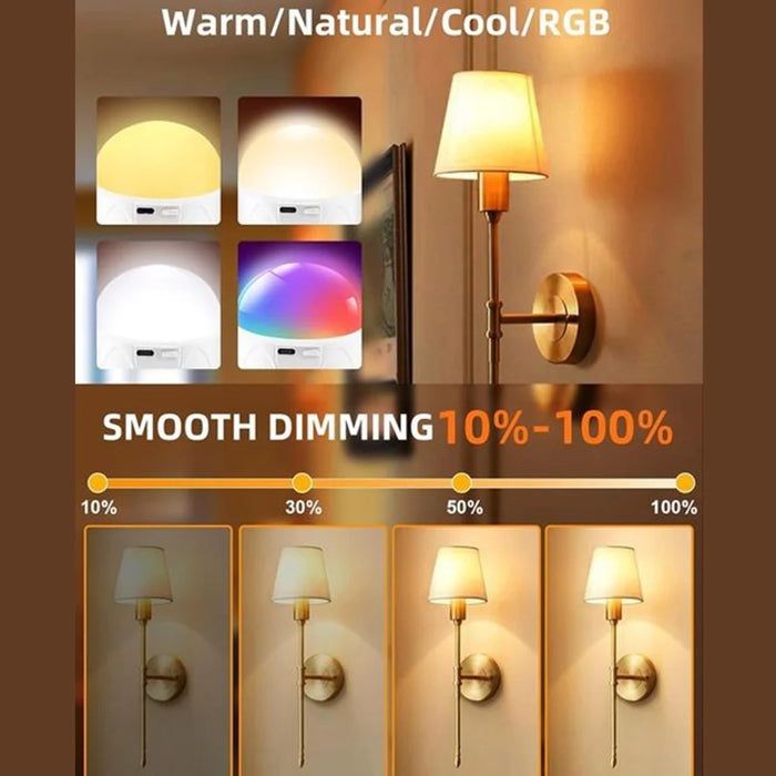 Magnetic E27 Colorful LED Rechargeable Night Light Remote Control Timing Dimming Light Bulb - 7