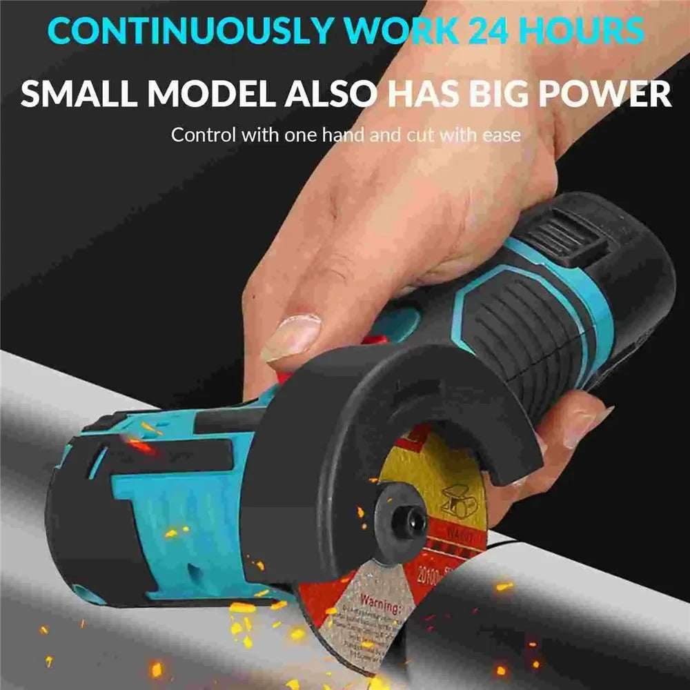 AOTUO Rechargeable 3-inch Angle Grinder Handheld Polisher with 1 Battery and 2 Cutting Blades, EU Plug - 3