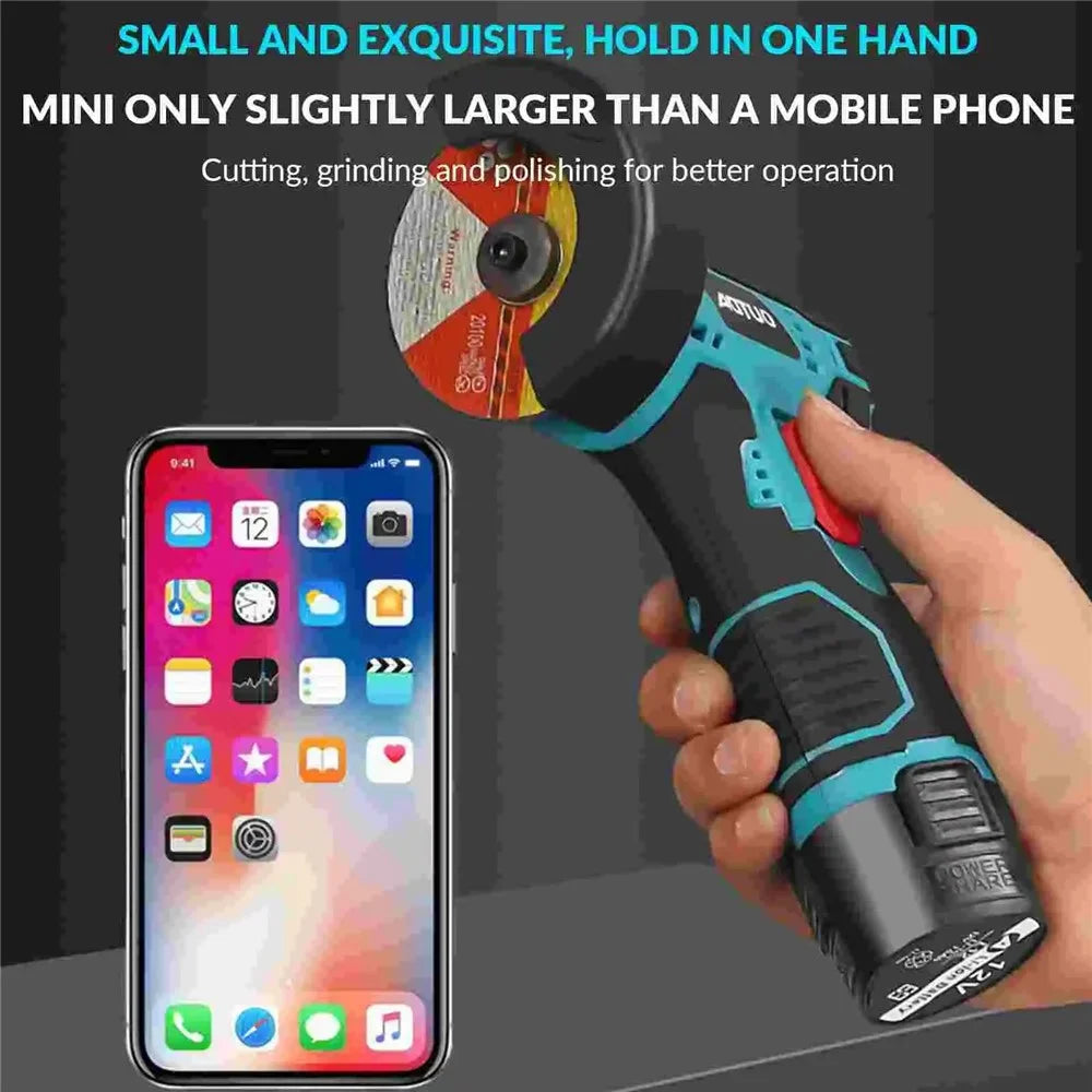 AOTUO Rechargeable 3-inch Angle Grinder Handheld Polisher with 2 Batteries and 2 Cutting Blades, EU Plug - 6