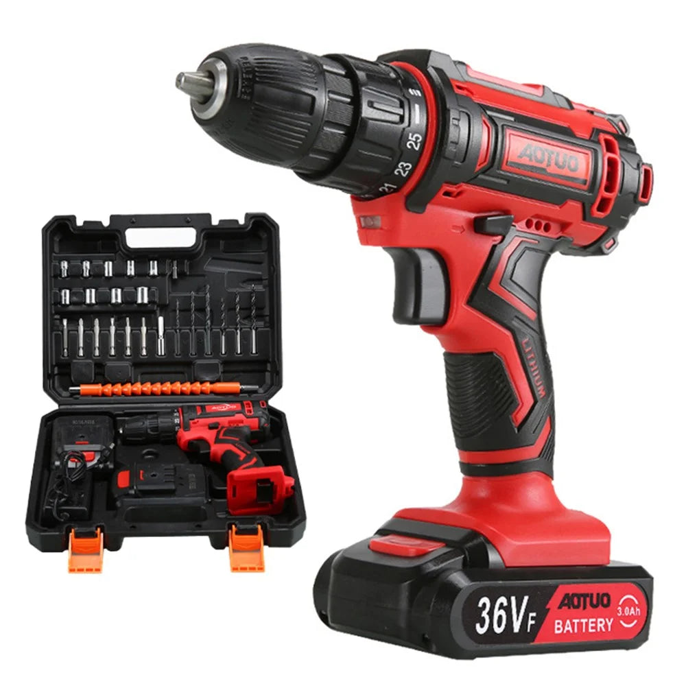 AUTUO 36V Cordless Drill 2 Speed Electric Screwdriver with 2 Lithium Batteries Kit Set, EU Plug - 1