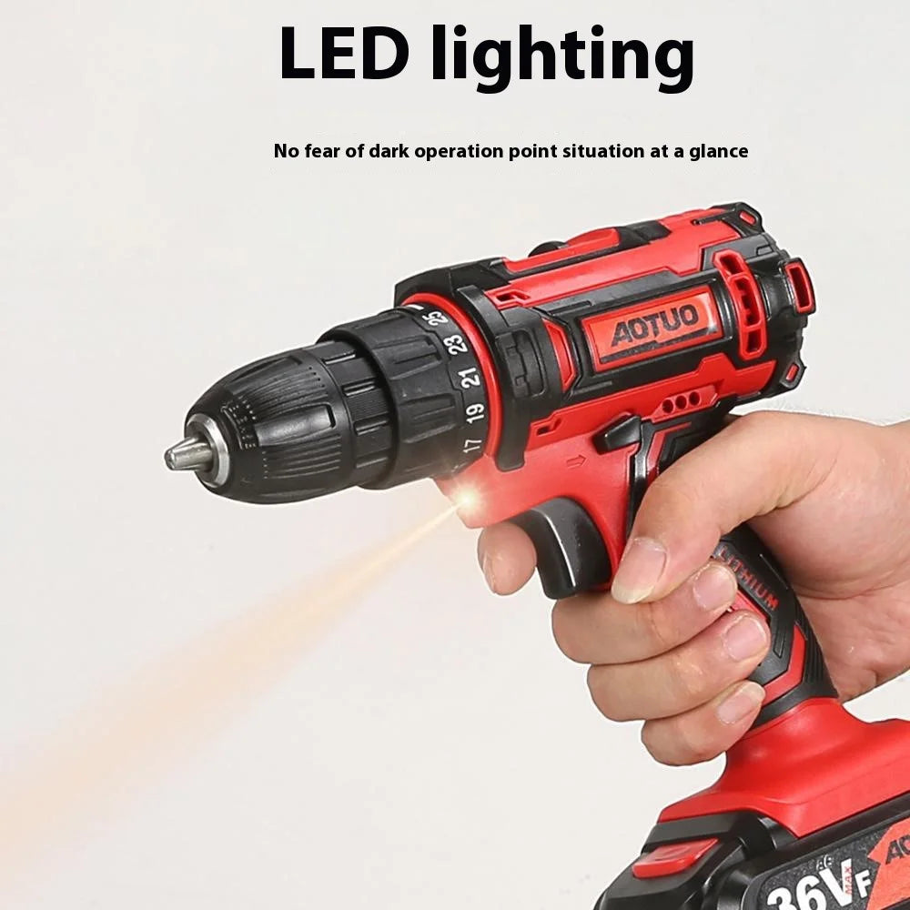 AUTUO 36V Cordless Drill 2 Speed Electric Screwdriver with 2 Lithium Batteries Kit Set, EU Plug - 4