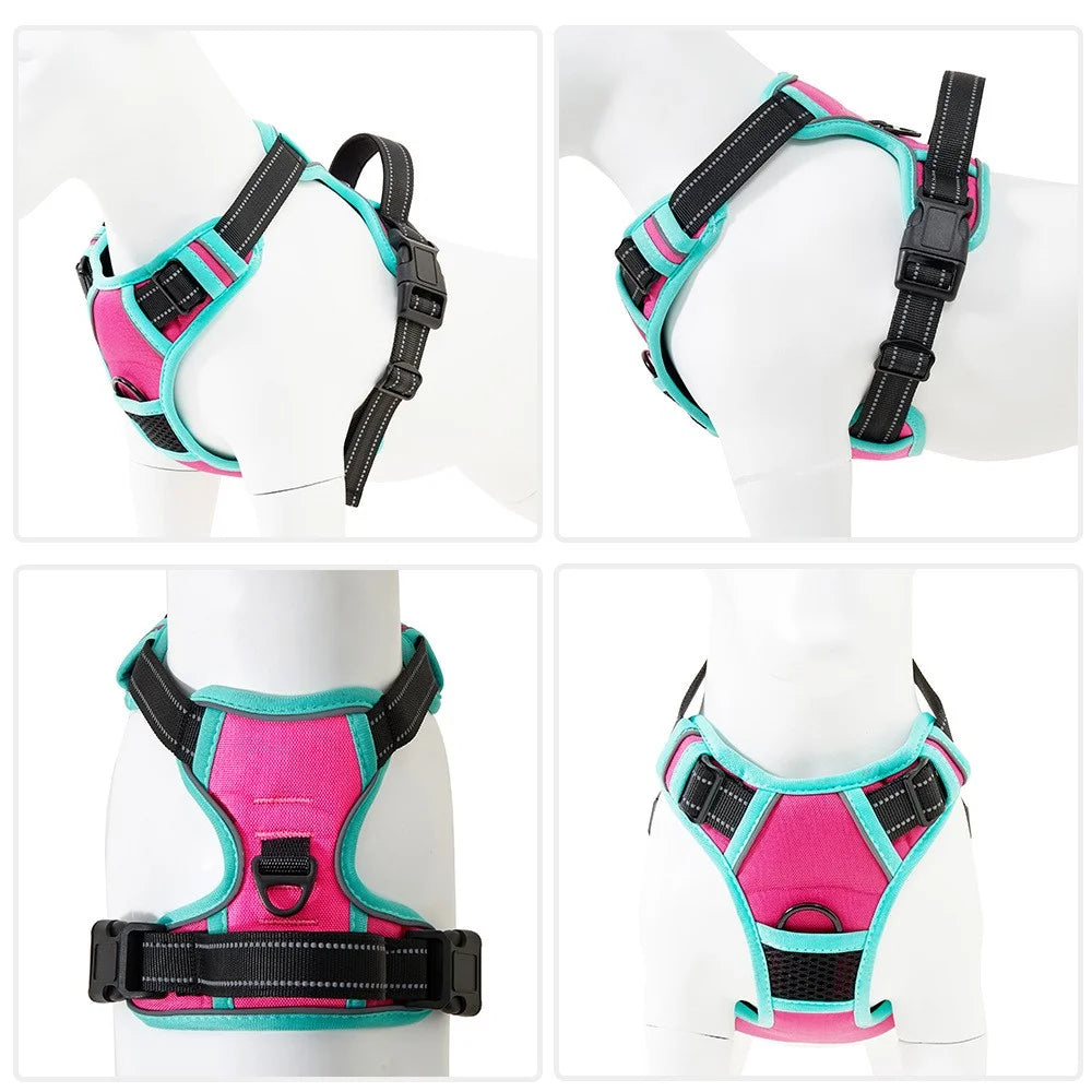 LDLC QS-111 S Size Pet Gift Harness Dog Cat Vest Oxford Fabric Chest Strap Reflective Breathable Adjustable - Pink - 6