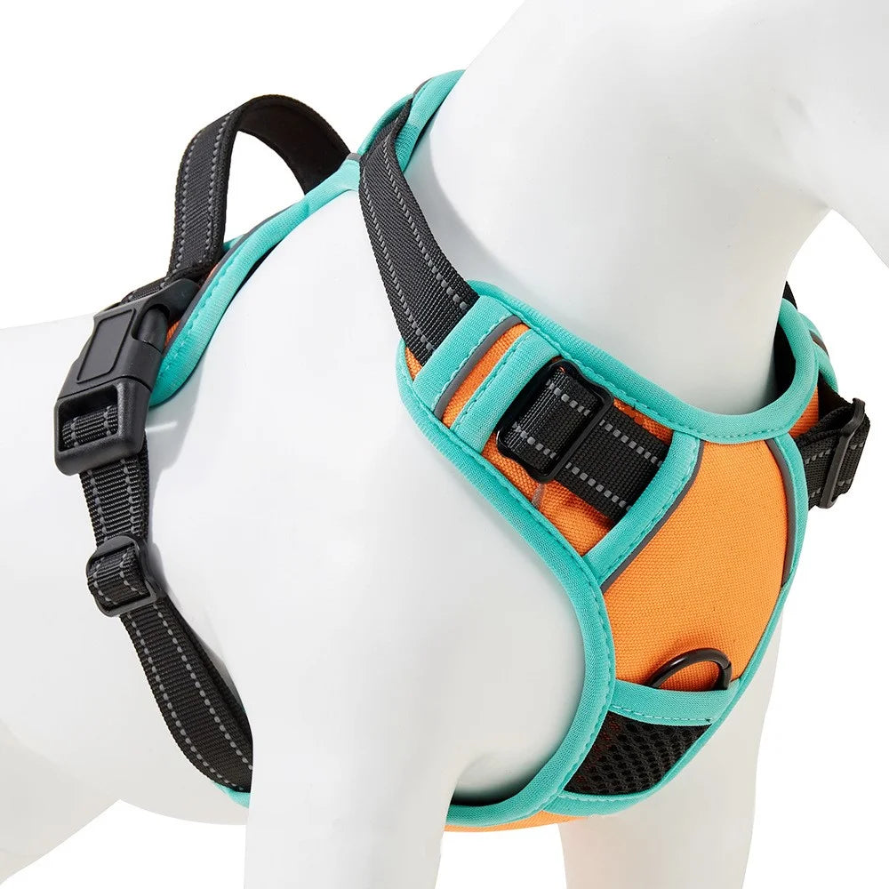 LDLC QS-111 M Size Pet Gift Harness Dog Cat Vest Oxford Fabric Chest Strap Reflective Breathable Adjustable - Orange - 1
