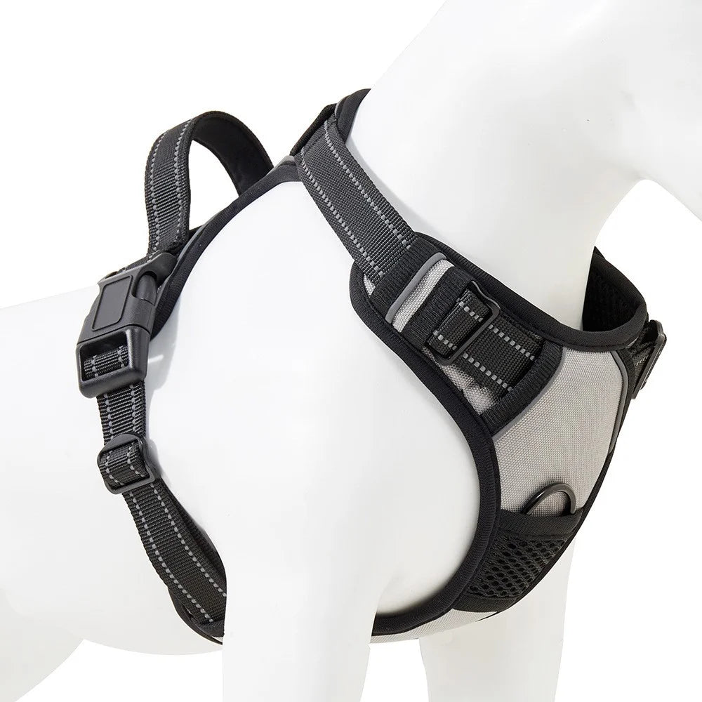 LDLC QS-111 L Size Pet Gift Harness Dog Cat Vest Oxford Fabric Chest Strap Reflective Breathable Adjustable - Grey - 1