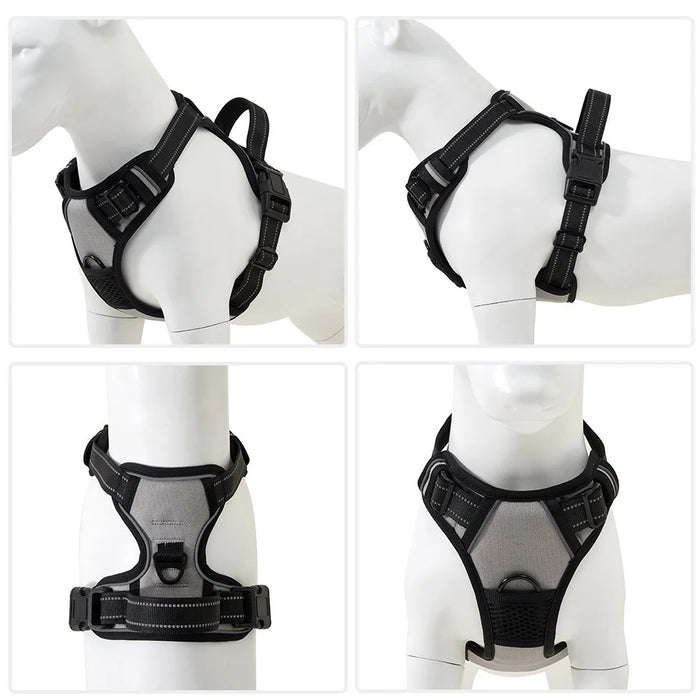 LDLC QS-111 L Size Pet Gift Harness Dog Cat Vest Oxford Fabric Chest Strap Reflective Breathable Adjustable - Grey - 6