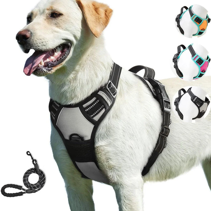 LDLC QS-111 L Size Pet Gift Harness Dog Cat Vest Oxford Fabric Chest Strap Reflective Breathable Adjustable - Grey - 7