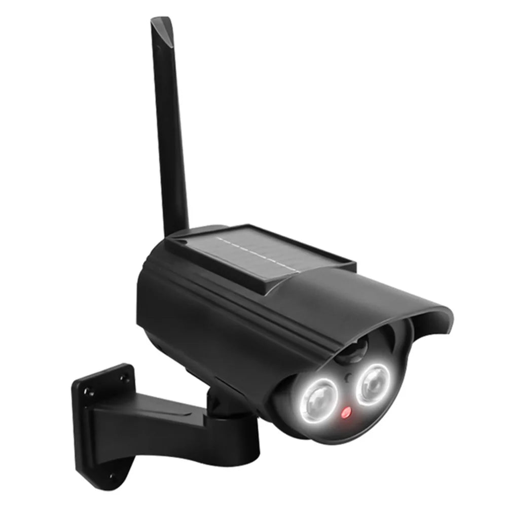 Solar Powered Dummy Security Camera Waterproof Motion Sensor Night Activation Rotation Fake CCTV Camera - 1