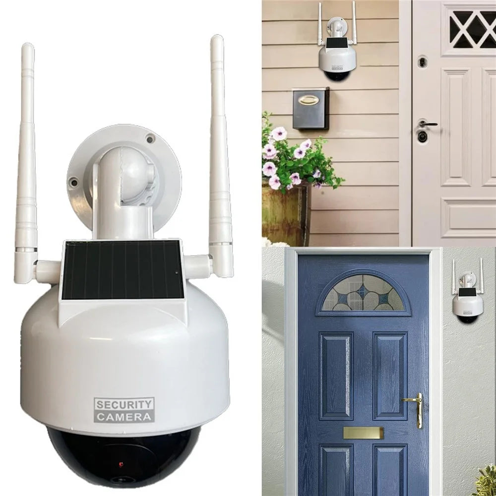 Solar Powered Dummy Security Camera Flashing LED Light Dome Fake Surveillance Camera - 2