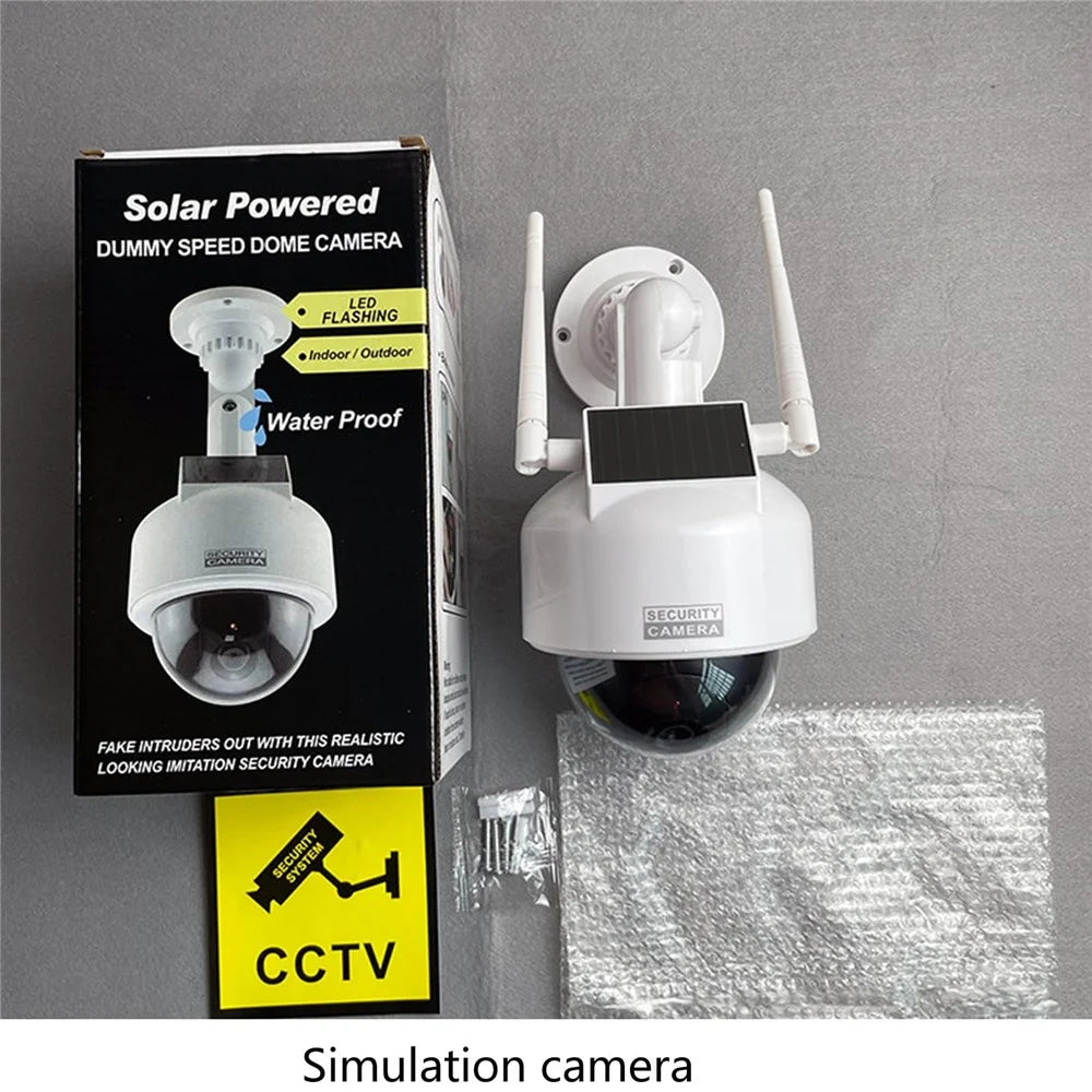 Solar Powered Dummy Security Camera Flashing LED Light Dome Fake Surveillance Camera - 6