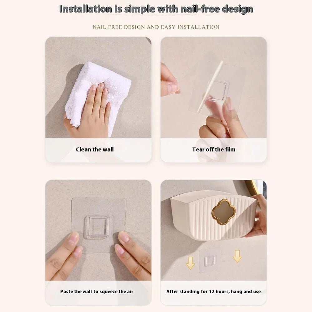 Wall Mounted Tissue Box Holder No Drill Waterproof Plastic Paper Towel Dispenser - Cream White - 5