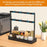 Movable 16 Hooks Cup Holder Carbon Steel Kitchen Counter Coffee Mug Organizer Rack with Draining Basket - 5