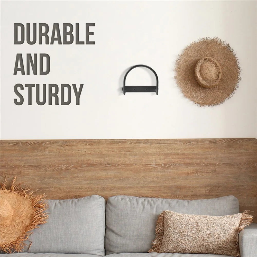4Pcs Cowboy Hat Wide Brim Cap Holder Organizer Wall Mounted Iron Display Rack - 6