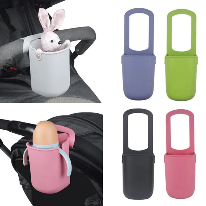 Multi-Purpose Stroller Bicycle Wheelchair Cup Holder TPR Foldable Drink Bottle Holder - Black - 2