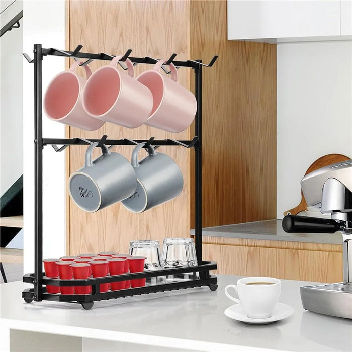 Coffee Mug Holder Rack 3-Tier Iron Storage Organizer Kitchen Counter Cup Hanging Stand - 5