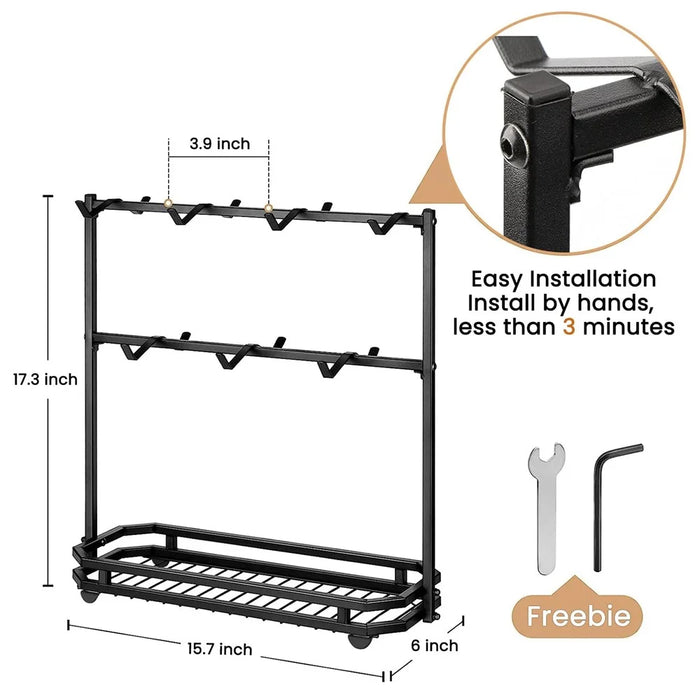 Coffee Mug Holder Rack 3-Tier Iron Storage Organizer Kitchen Counter Cup Hanging Stand - 6