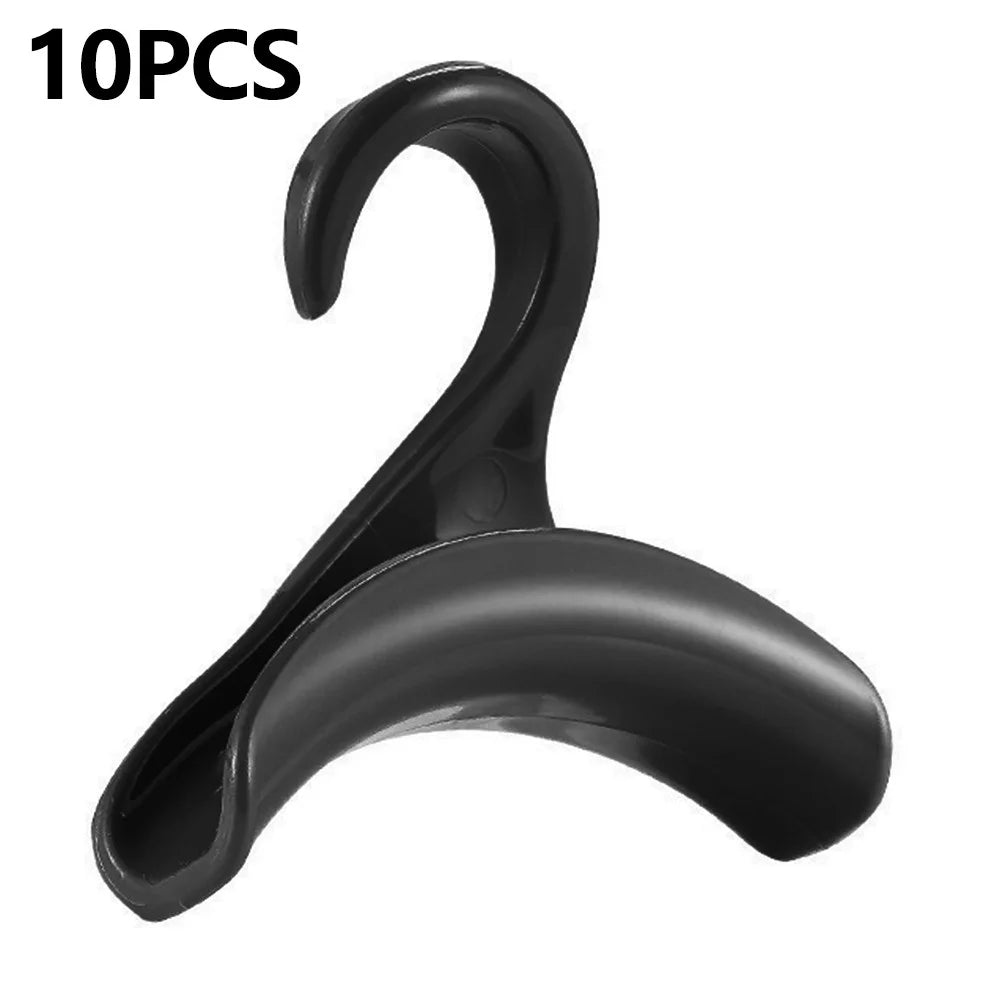 10Pcs Arched PP Hooks Wardrobe Organizer Handbag Scarf Hat Storage Hanger - Black - 1