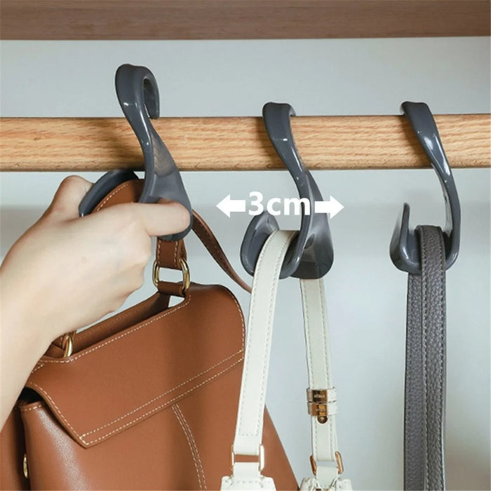 10Pcs Arched PP Hooks Wardrobe Organizer Handbag Scarf Hat Storage Hanger - Black - 5